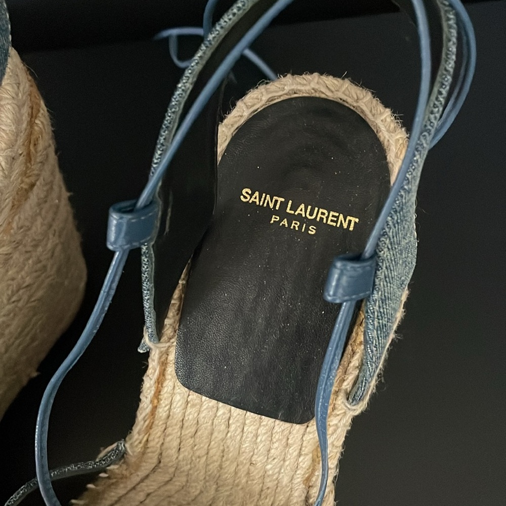 SAINT LAURENT denim shoe wedge espadrilles 40 1/2 - Picture 3 of 5